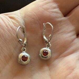 Vintage sterling silver earrings with garnet inlay.